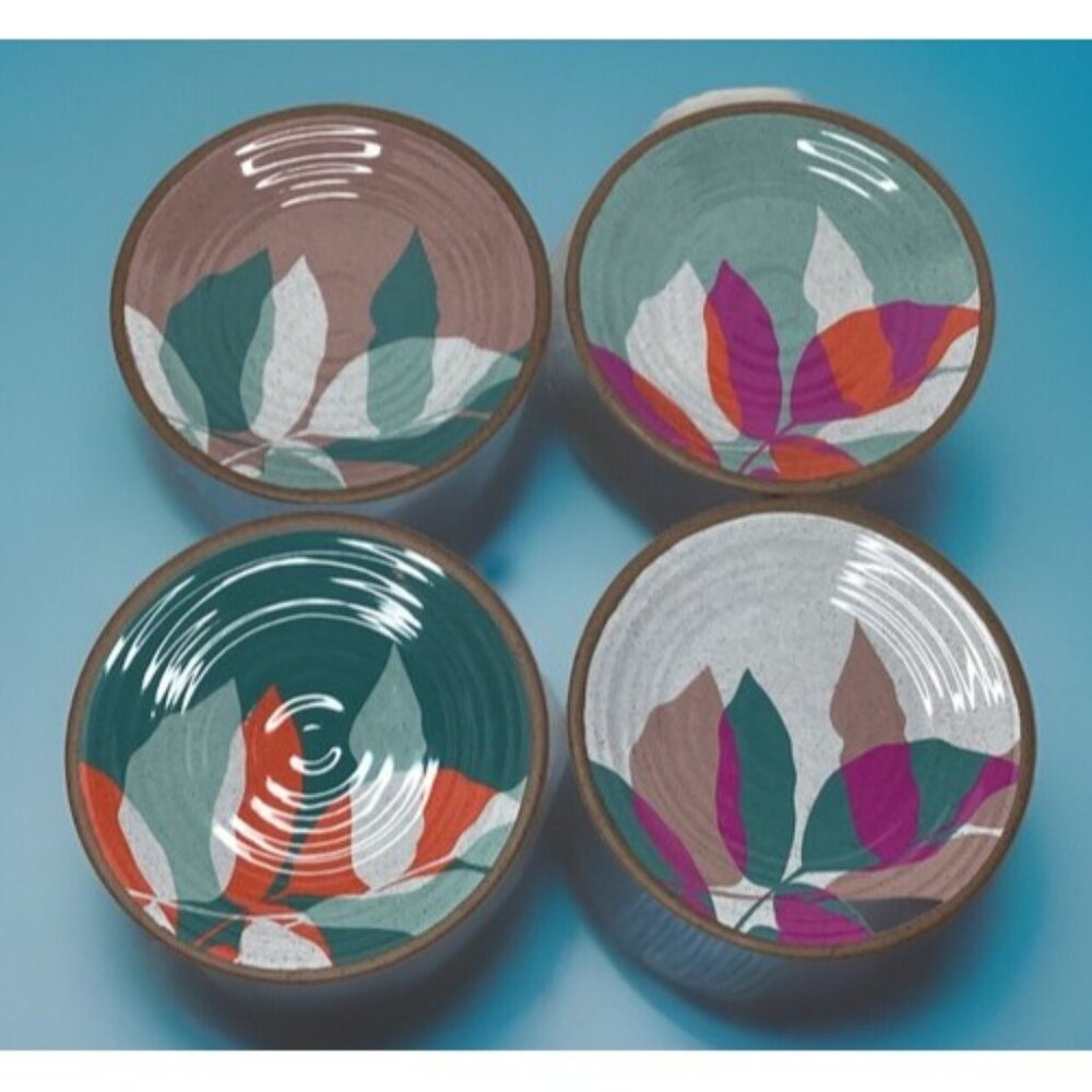 Crate and Barrel Caprice Floral Melamine Plates Botanical Bright Colors Picnic